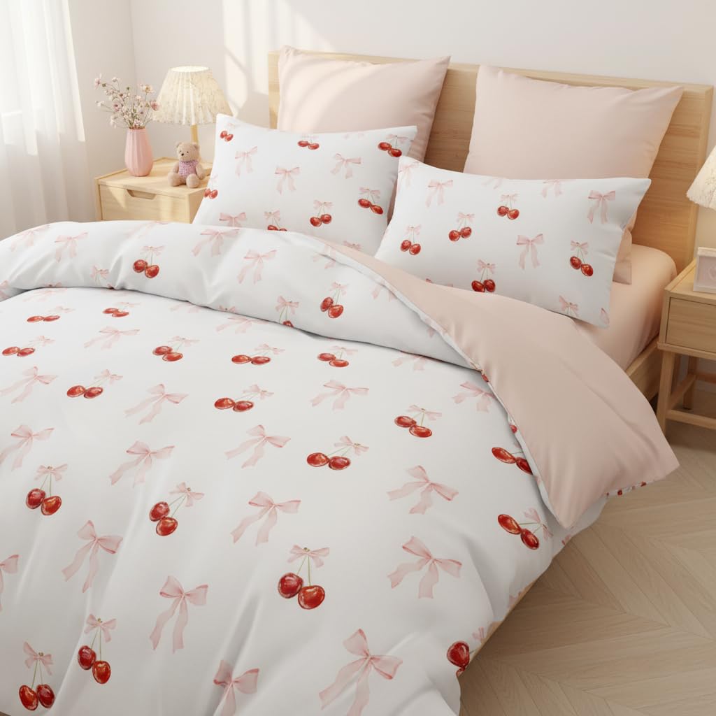 Covebett Bettwäsche Herzen Herz Bettbezug Set Microfaser Kawaii Aesthetic Mädchen Kinder Deckenbezug und Kissenbezug 80x80 mit Reißverschluss