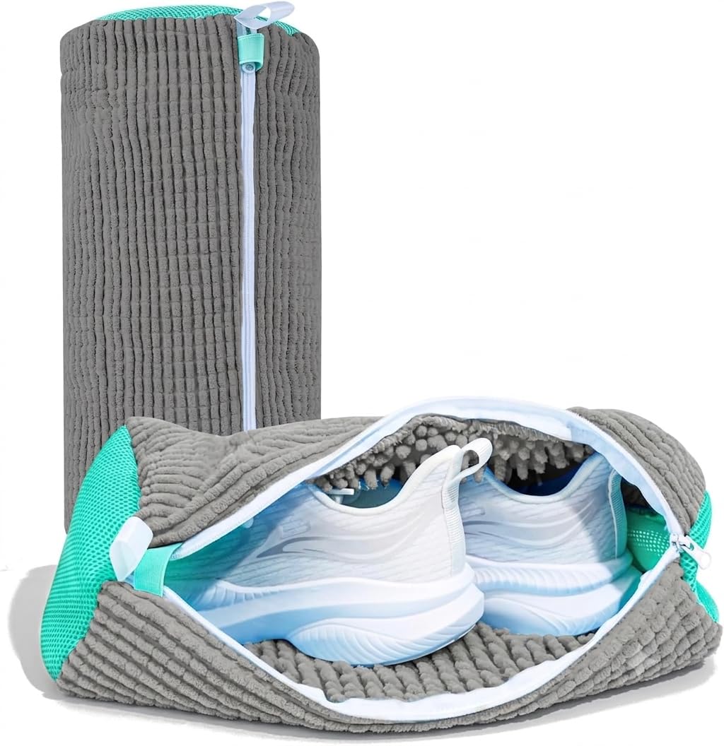 KESHAL Shoe Washing Machine Bag | Reusable Laundry Shoe Wash Bag for Washer & Dryer | Durable Mesh Cleaning Bag with Zipper | 360° Deep Cleaning Shoe Protector | Gray-image-35