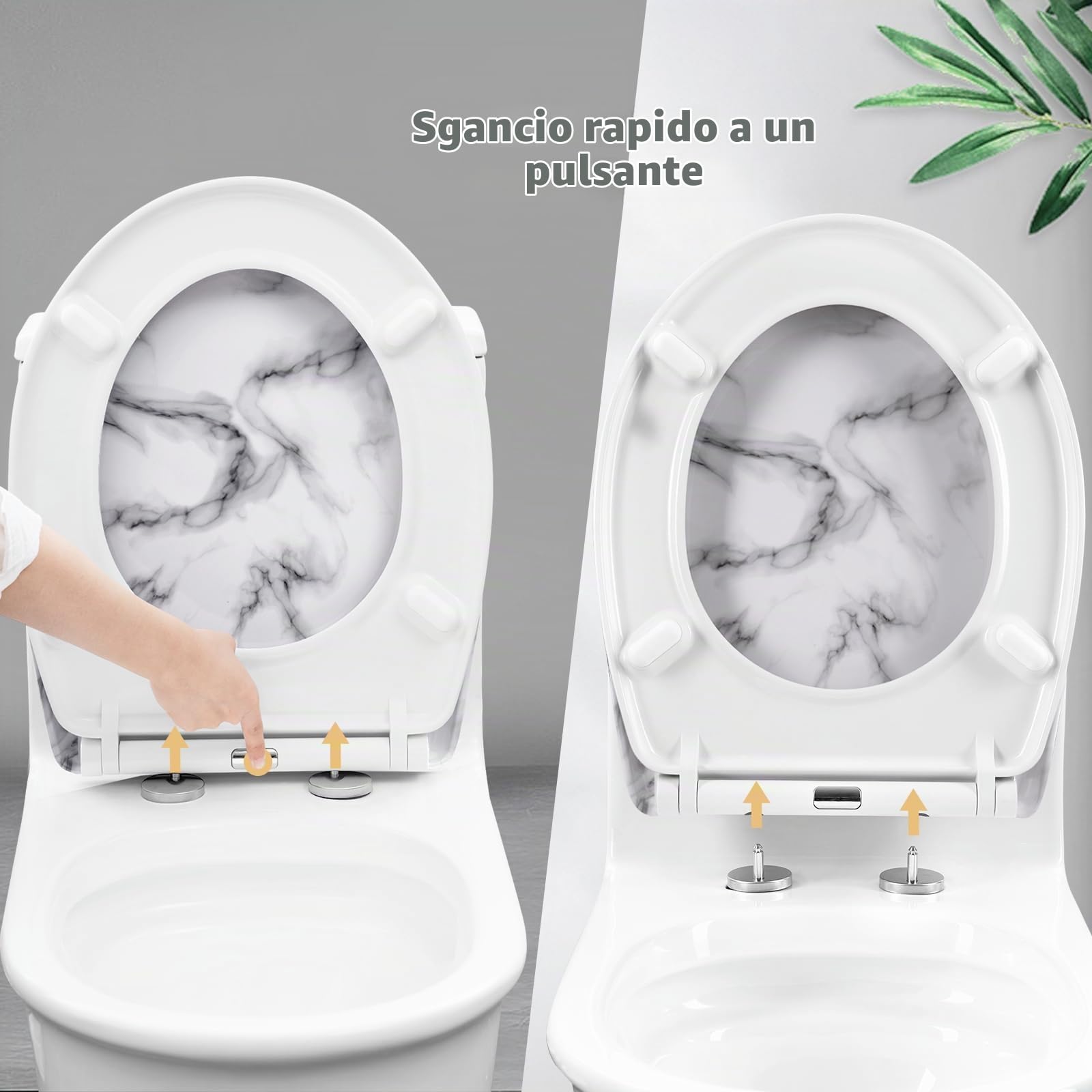 WOLTU Tavoletta WC Ammortizzata, Copriwater Ovale, Asse WC con Cerniere Regolabili con Paracolpi, in Duroplast