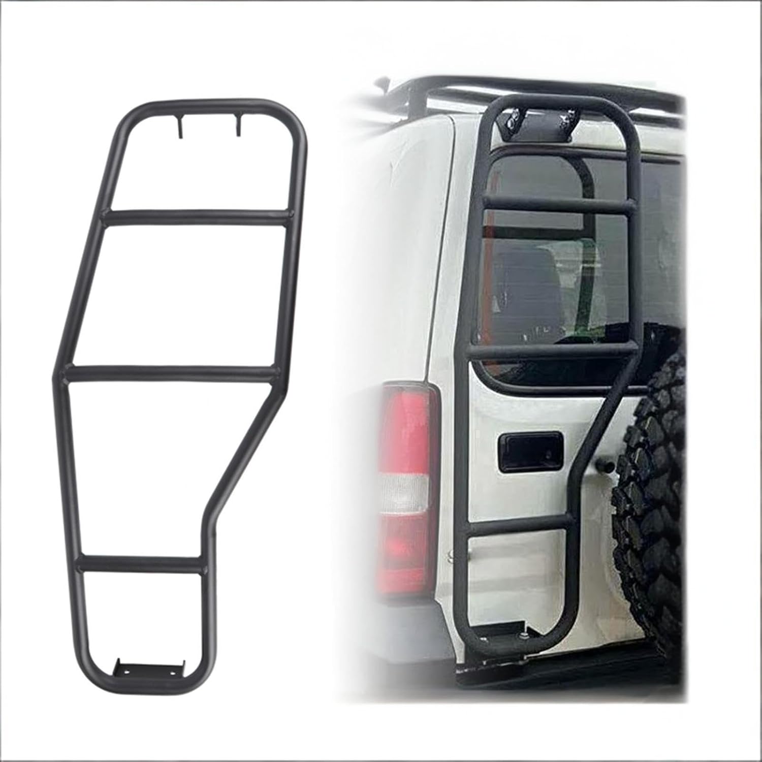 Rear Tail Door Roof Ladder Aluminium Fits Suzuki Jimny 2007‑2017 – Strong Lightweight Black Direct Replacement Accessory, No Need Drilling Any Holes, 2008 2009 2010 2012 2013 2014 2015 2016