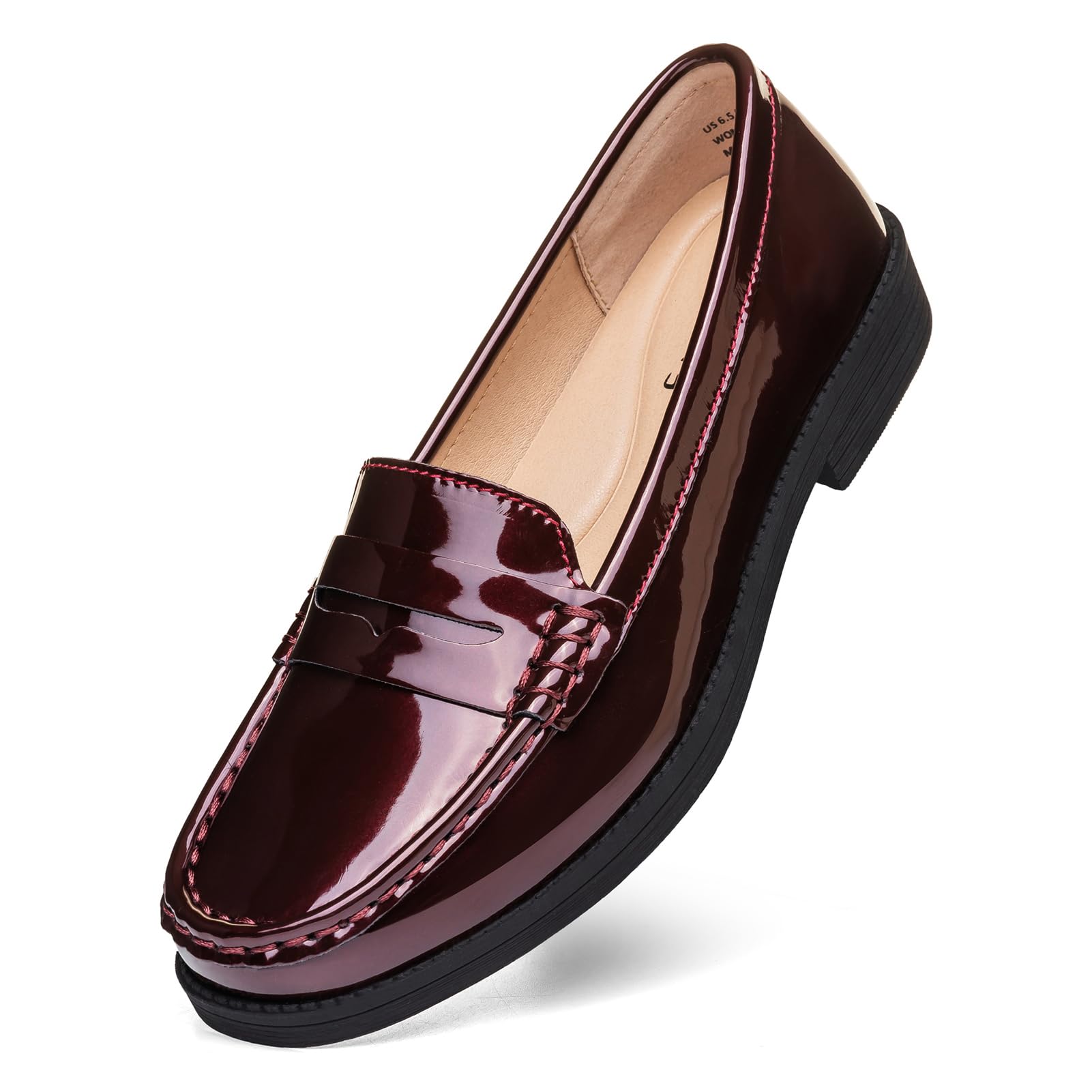Women's Comfortable Leather Penny Loafers Slip On Business Casual Dress Shoes Lightweight Office Work Flats Everyday Walking Shoes for Women — view 14