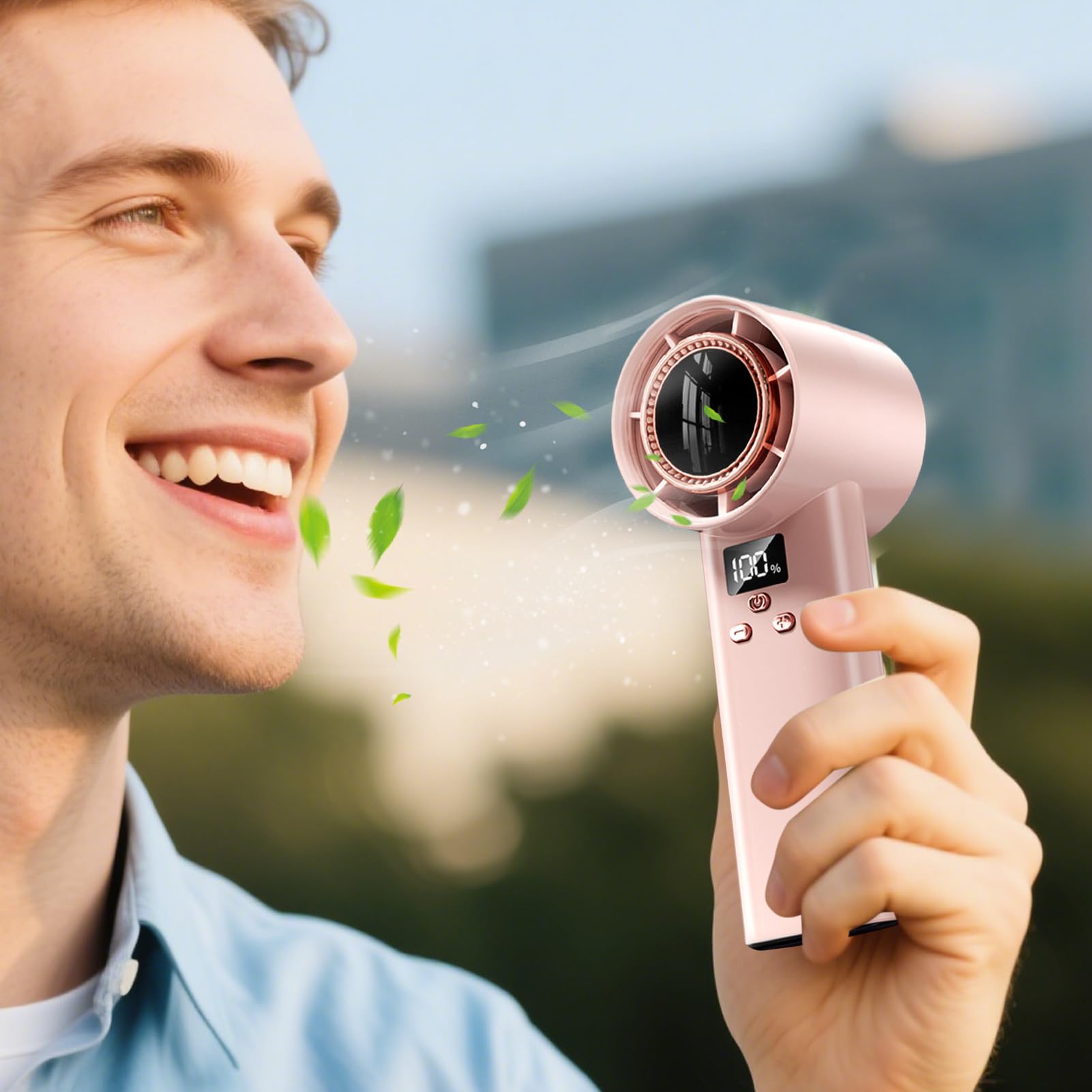 Ventilateur Turbo Portable Avec écran Numérique - 100 Vitesses, Recharge USB-C, Silencieux, Pour Voyage Et Plage