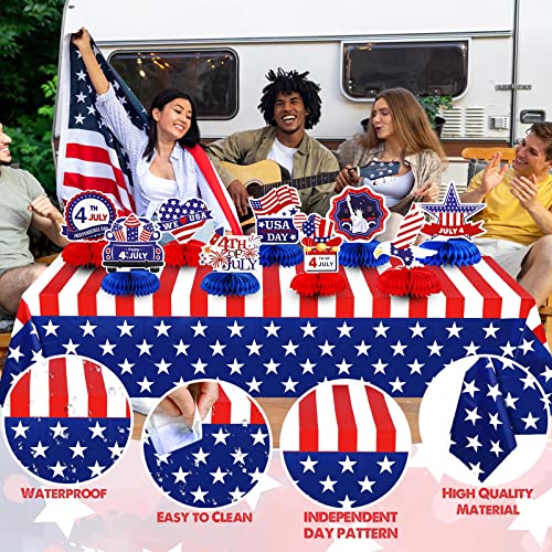 19 Pcs 4Th Of July Party Supplies Set, Red White And Blue Foil Fringe Curtain 4Th Of July Tablecloth Independence Day Foil Balloon Patriotic Table Centerpieces For Independence, Memorial, Veterans Day #TOP2