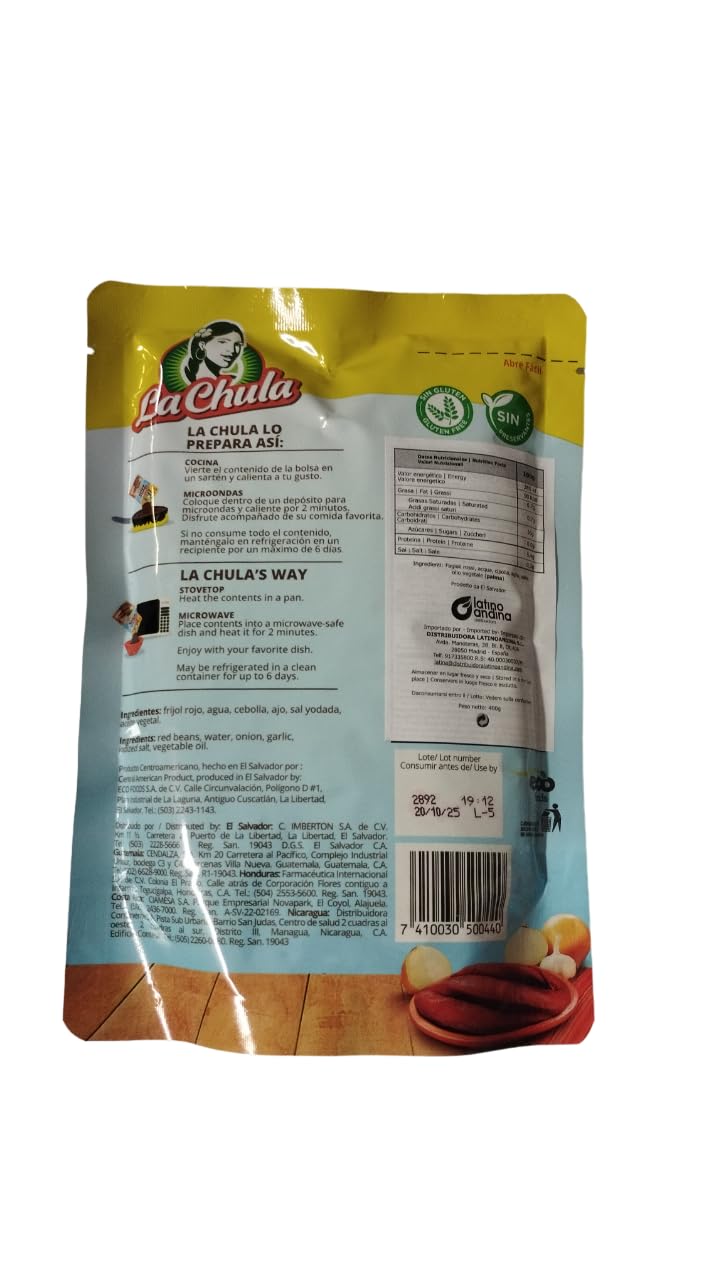 FRIJOLES ROJOS VOLTEADOS LA CHULA - 400g