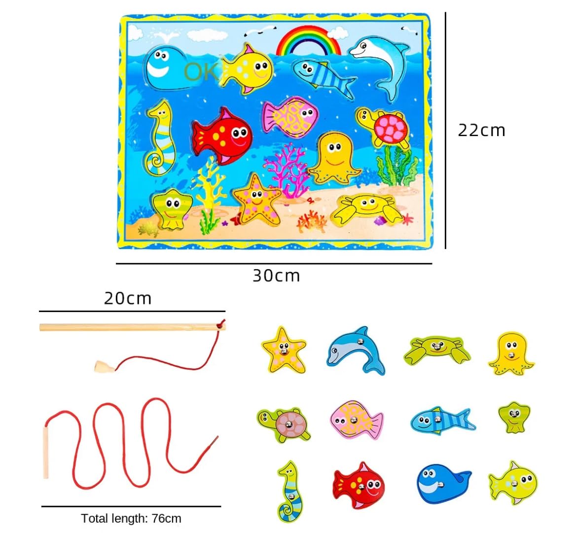 TOYARTSY Wooden Fishing Magnetic Toy Set - Fishing Game |Fishing Toy Game |Fishes Basic Educational Development Toy 2
