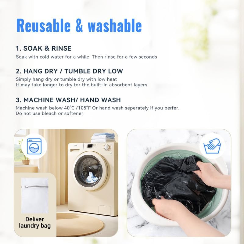 Carer Mens Incontinence Underwear, Washable Reusable Cotton Boxer Briefs with Front Fly, 150ml Leak Proof Underwear for Men Bladder Leakage, Waterproof 3 Pack (Black, Large) - Image 5