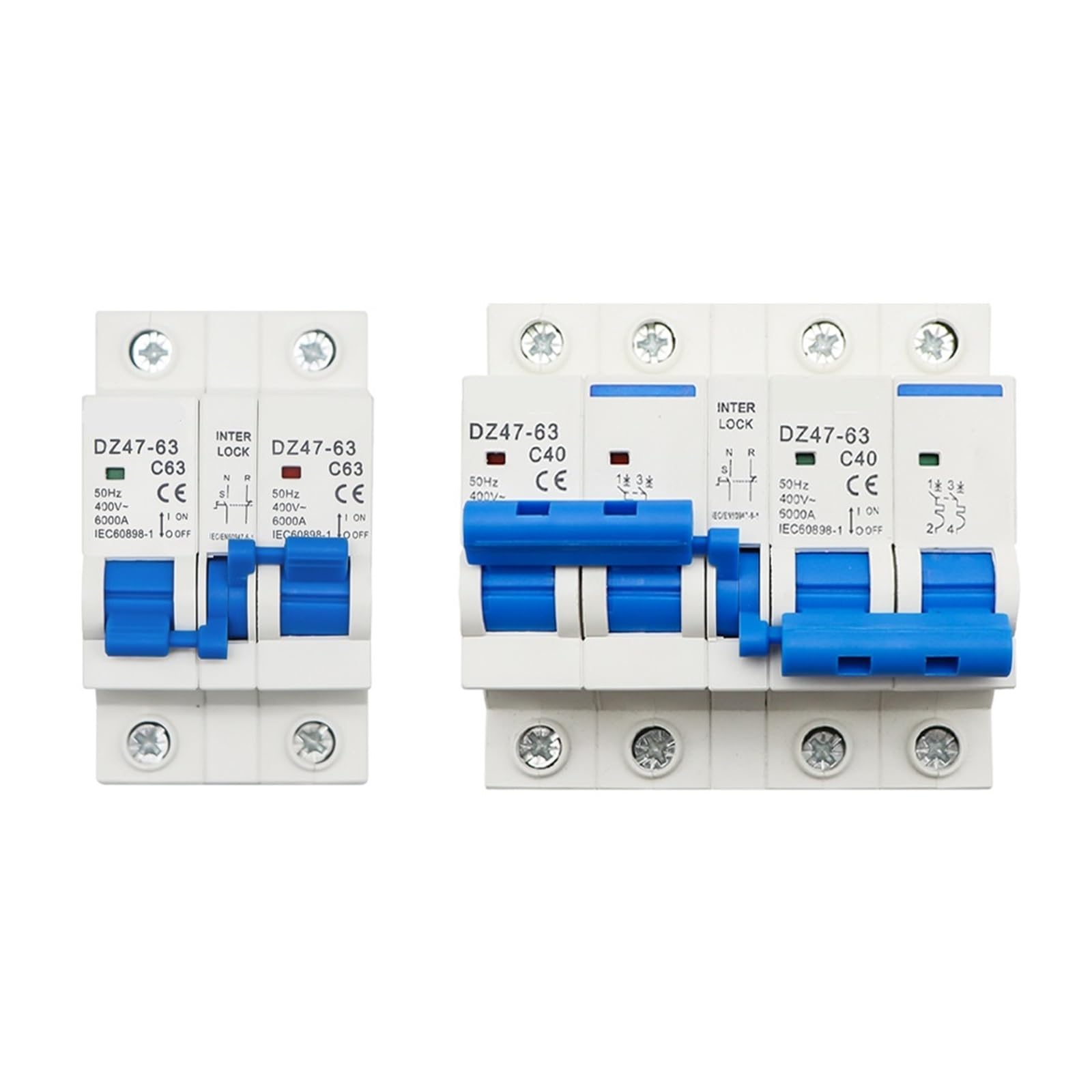 YFHGULBTK 1P+ 2P+ MTS AC Dual Power Manual Transfer Interlock Circuit Breaker Din Rail Isolating Discounnecting Switch MCB 40A 63A 1Pcs(40A,1P 1P)