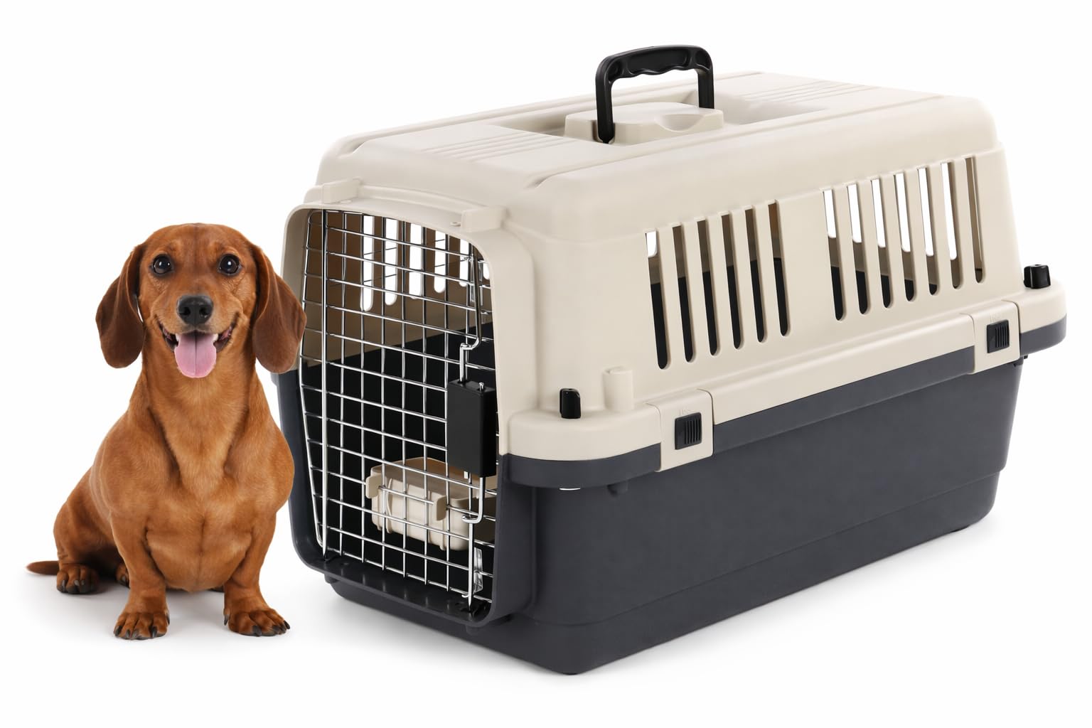Flamingo Fomad Cage pour Chien Transport S 40 x 61 x 41 cm Plastique Robuste Gris foncé