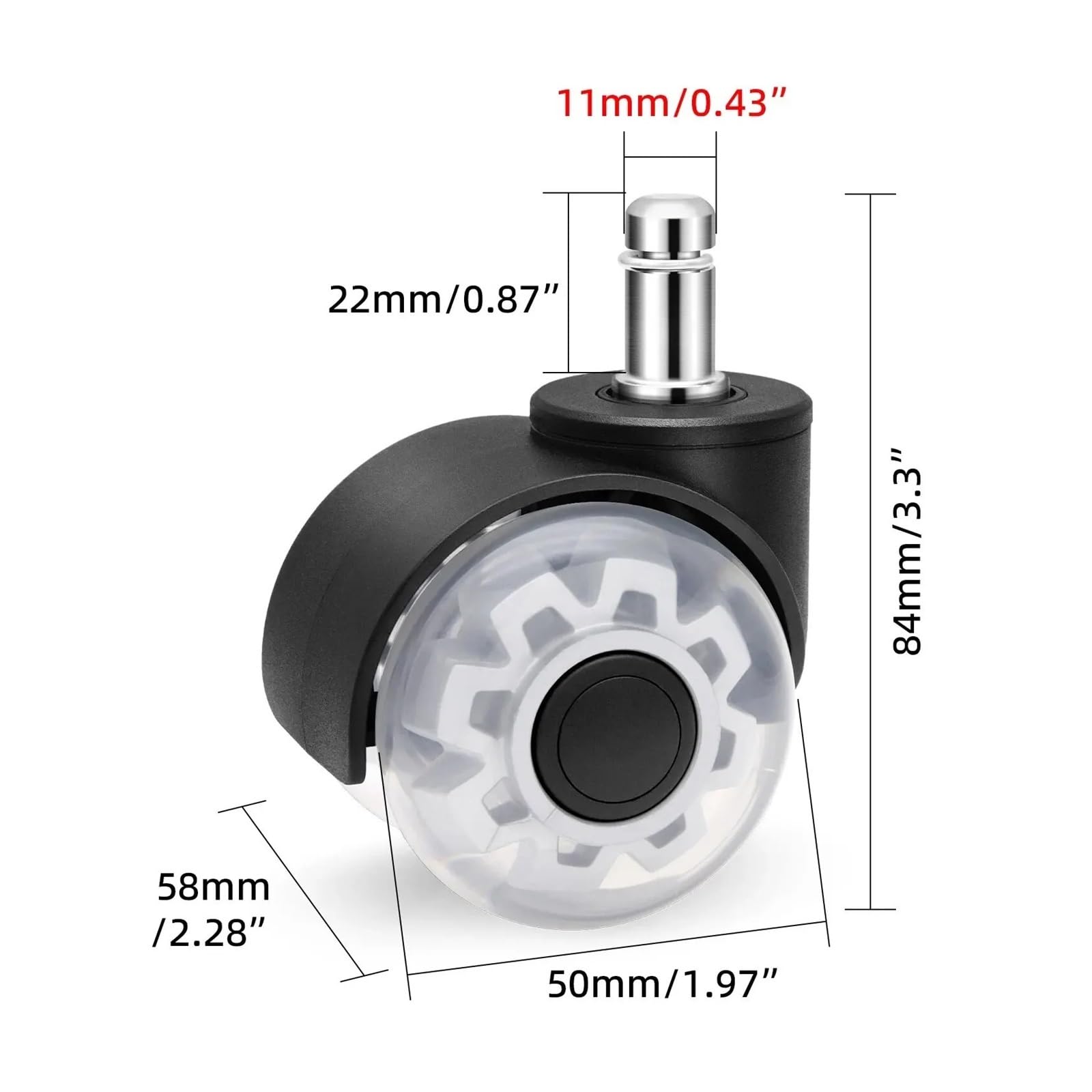 AD 5PCS Rueda silenciosa universal for silla de oficina | Ruedas giratorias de goma suaves y seguras for muebles, ruedas for sillas for escritorio y oficina