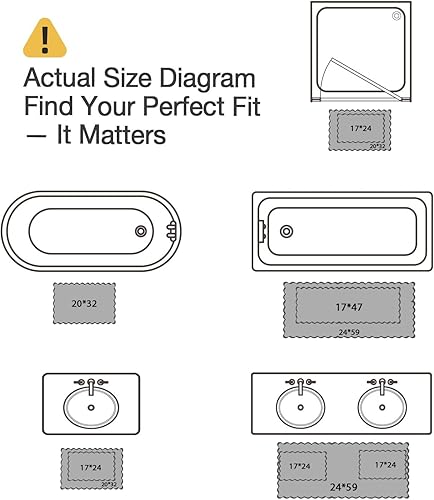 Miniatura 3 de ORTIGIA Alfombras de baño de color rosa festoneado, antideslizantes, lavables, de secado rápido, absorbentes, de microfibra de felpa suave,
