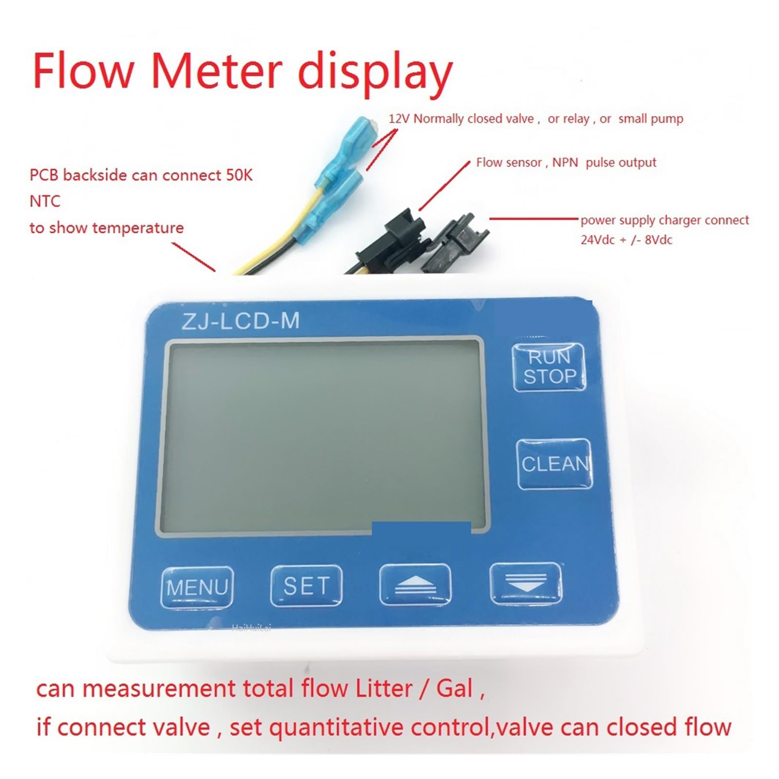 Controlador de medidor de flujo de agua líquida + Sensor de flujo G1/2 "+ válvula + carga de energía for medición de agua líquida o cuantitativa Para varios medios