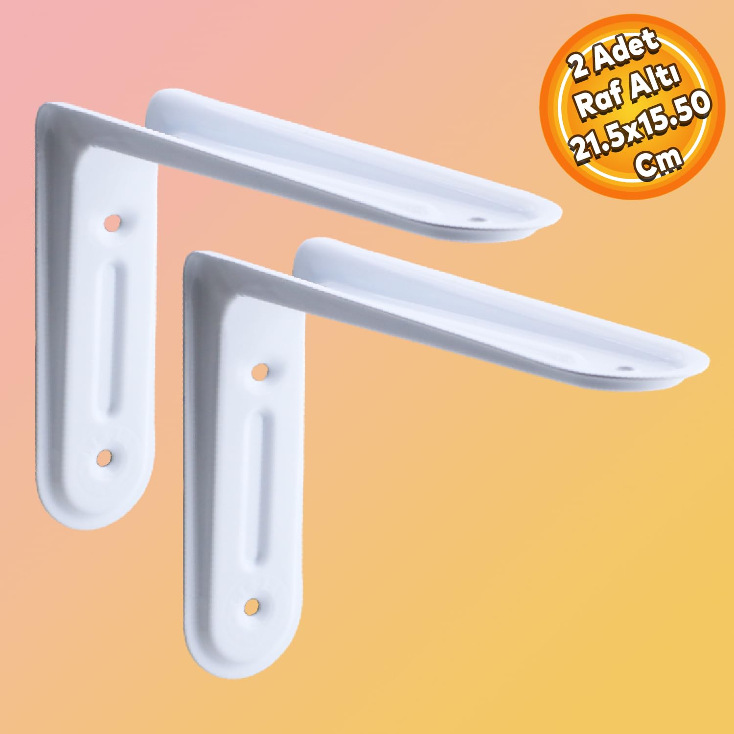 Badem10 Raf Altı Raf Tutucu Ayak Ferforje Beyaz Klas 21.5 x 15.5 cm 2 ADET (No:2)