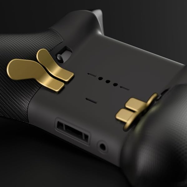 eXtremeRate xbox elite series2&1コントローラーに対応用メタリックステンレススチール背面パドル4個、xbox one elite、xbox eliteシリーズ2&elite2coreコントローラー用交換用ヘアトリガーロック【ゴールド】 - 4