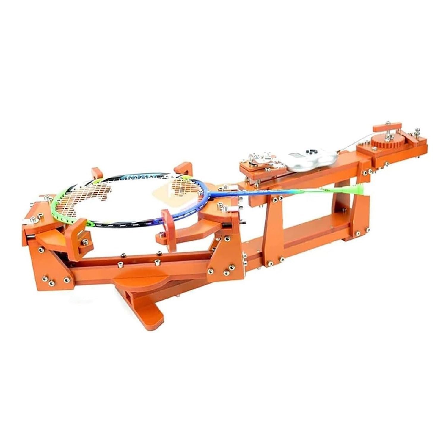 Incordatrice per badminton con verricello, design di bloccaggio a 6 punti, tensione 27,2 kg, per filettatura fai da te del telaio della racchetta, ideale per la manutenzione della racchetta da