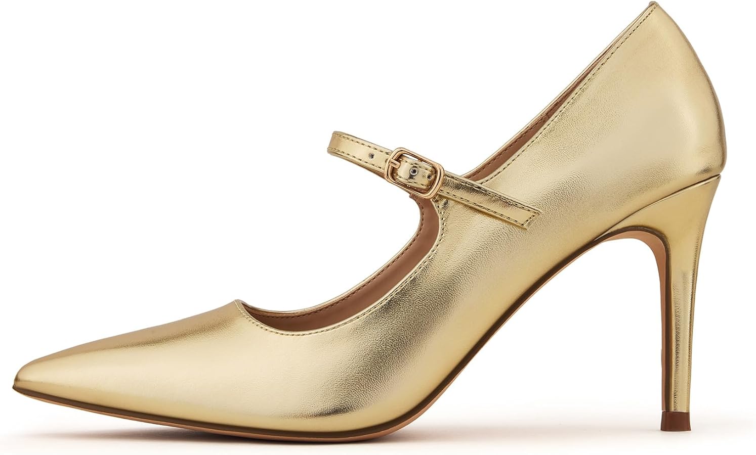 Amazon.com | GENSHUO Women Mary Jane Pumps High Heels Pointed Closed Toe  Stiletto with Strap Comfortable 3.2 Inch Office Wedding Dance Party Dress  Shoes Gold Matte Size 6 | Pumps