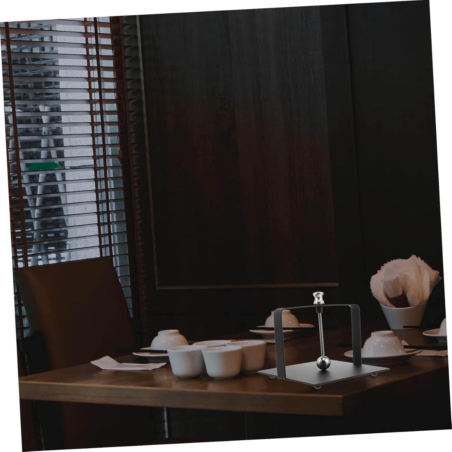 Unomor 1pc Stainless Steel Napkin Rack Black Freestanding Tissue Holder for Hotel Home Use Design Breakage Resistance for Dining Tables Buffets