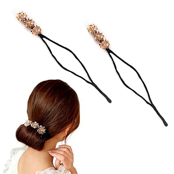 2PcsTakeberny Ins Style Elegant Lazy Hair Curler, Crystal Hair Bun Maker, French Twist Hairstyle Bun Hair Accessories