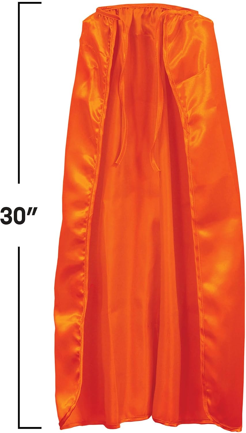 Beistle Orange Fabric Capes – 2 Pack, Lightweight Polyester Costume Capes with Tie Closures, Hero Accessories for Halloween, Cosplay, Theatrical Costumes, Group Themes & Photo Booth Props, 30"