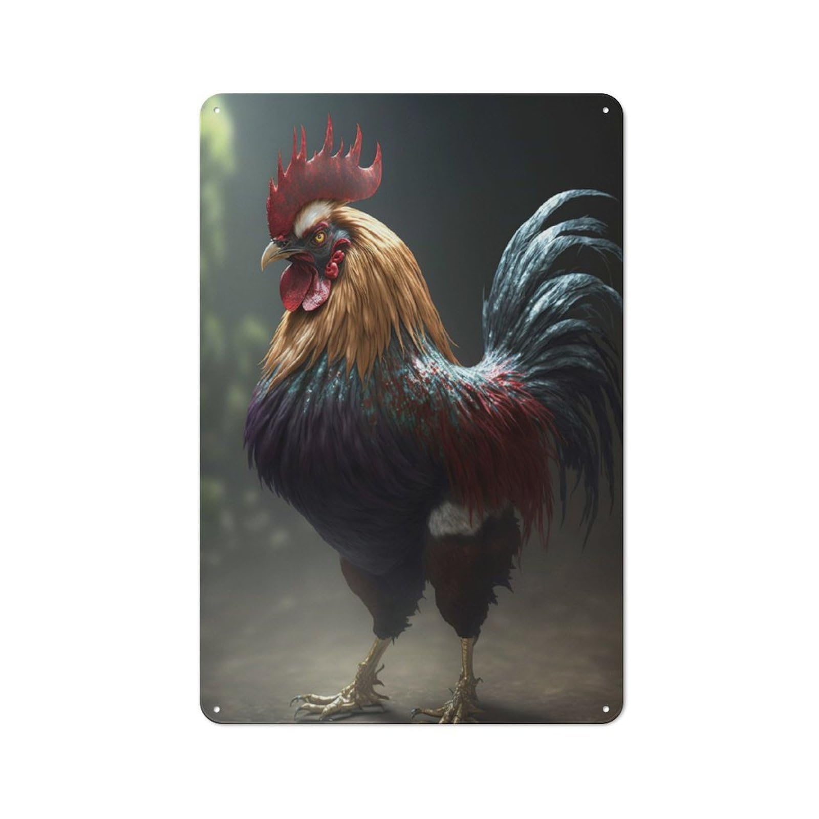Junmoney Chicken Rooster 30X20cm Vintage Tin Sign With For Hobby Room Or Studio, For Winter Interiors And Metal Sign Collectors