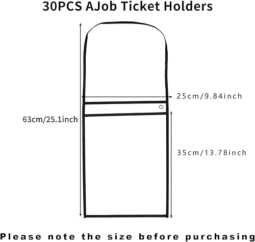 Miniatura 2 de 30 soportes para boletos de trabajo de 10 x 14 pulgadas con correa para colgar, soporte transparente para boletos de trabajo en ambos lados para