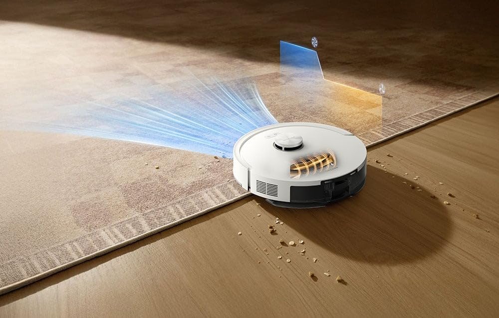 DREAME F20 Plus Robot Aspirateur, Brosse Double Anti-Enchevêtrement, Brosse Latérale Amovible, Aspiration 20 000Pa, Obstruction Jusqu'à 4 cm