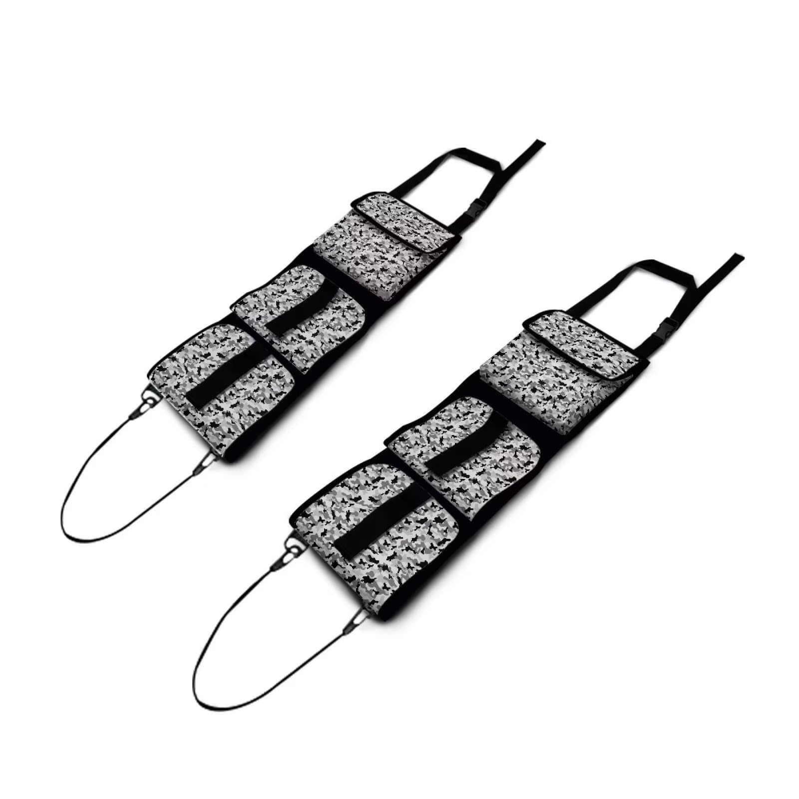 Yewattles Camo Grey Hunting Gun Sling Organizer Holder Truck Hanging Gun Case Bag with Storage Pockets Car Back Seat Gun Sling Bag Set of 2