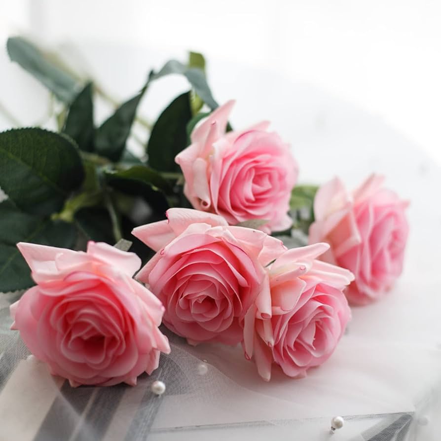 テクスチャーアート 花 インテリアアート ブーケ 花畑 ピンク フラワーアート Amazon｜造花 枯れない花 アートフラワー 深桃色 5本 バラ 薔薇