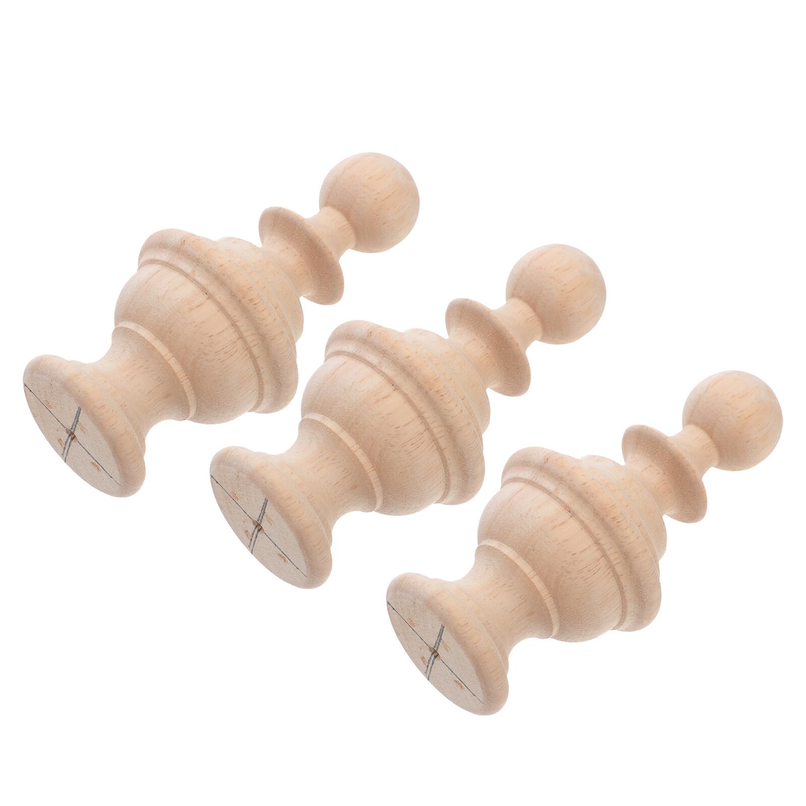 Fleuron d'escalier en bois naturel HEMOTON embout pour tringle à rideau lot de 3