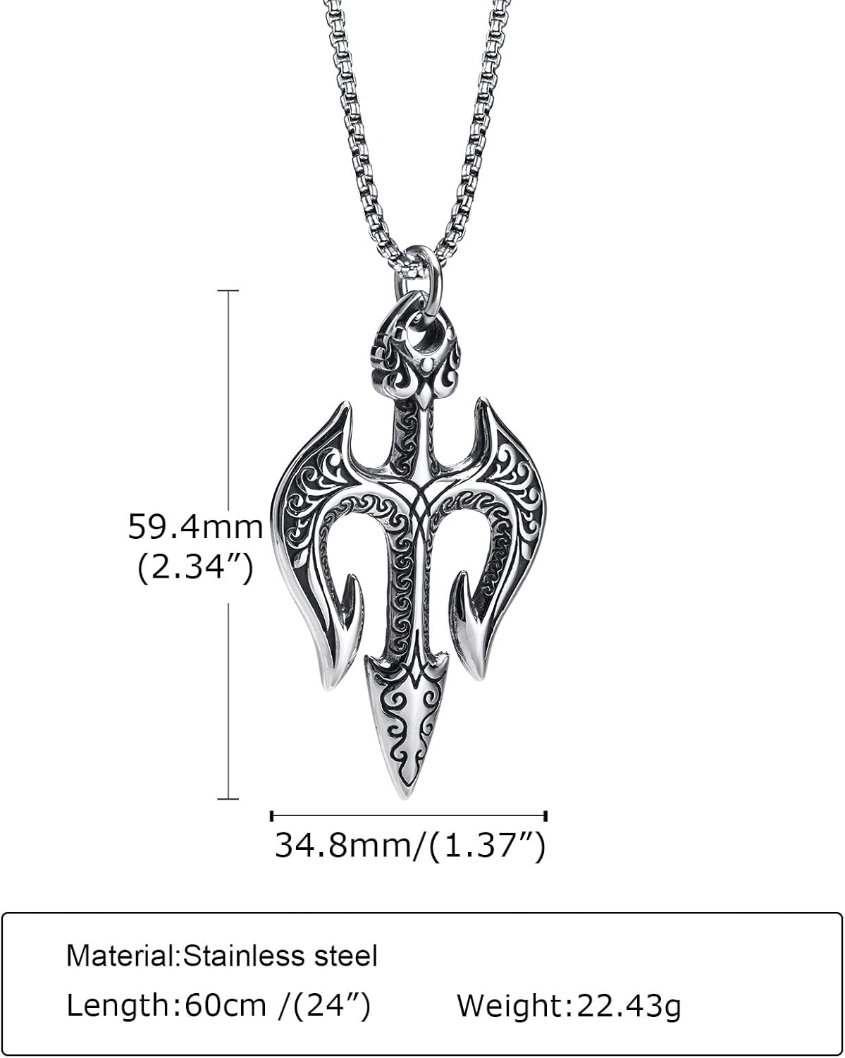 Hisatan Poseidon Trident Pendant Stainless Steel Ancient Greece Amulet Necklace for Men, Gift for Sailor - Image 5