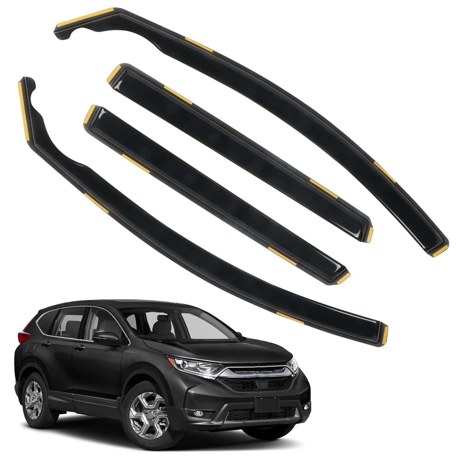 in Channel Rain Guards Fit for 2017-2022 Honda CRV (CR-V) SUV, Smoke Tinted Wind Deflectors Snow Window Visors, Easy Installation Vent Shield Shades 2018 2019 2020 2021