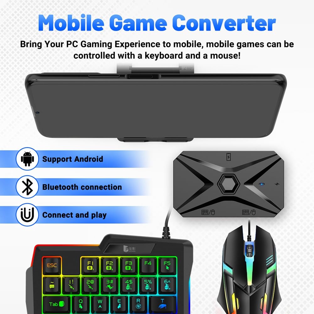 Kit di conversione di giochi per cellulari tastiera mouse M1 Pro+ Combo 5 in 1 Connessione Bluetooth Controller Mobilador Kit