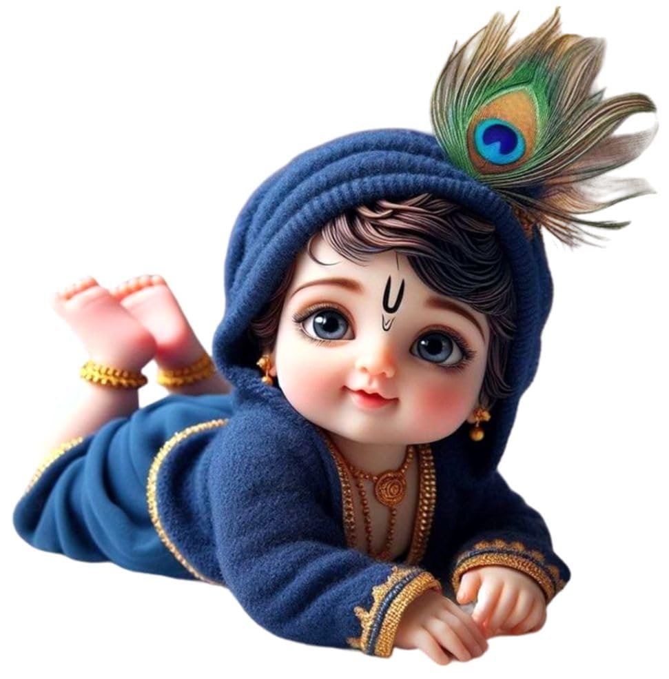 Krishna Sticker Cute Little Krishna Baby Krishna Lord Krishna God Krishna Wall Sticker Kids Room Living Room Bedroom Size - 48x50 cm Pack of - 1