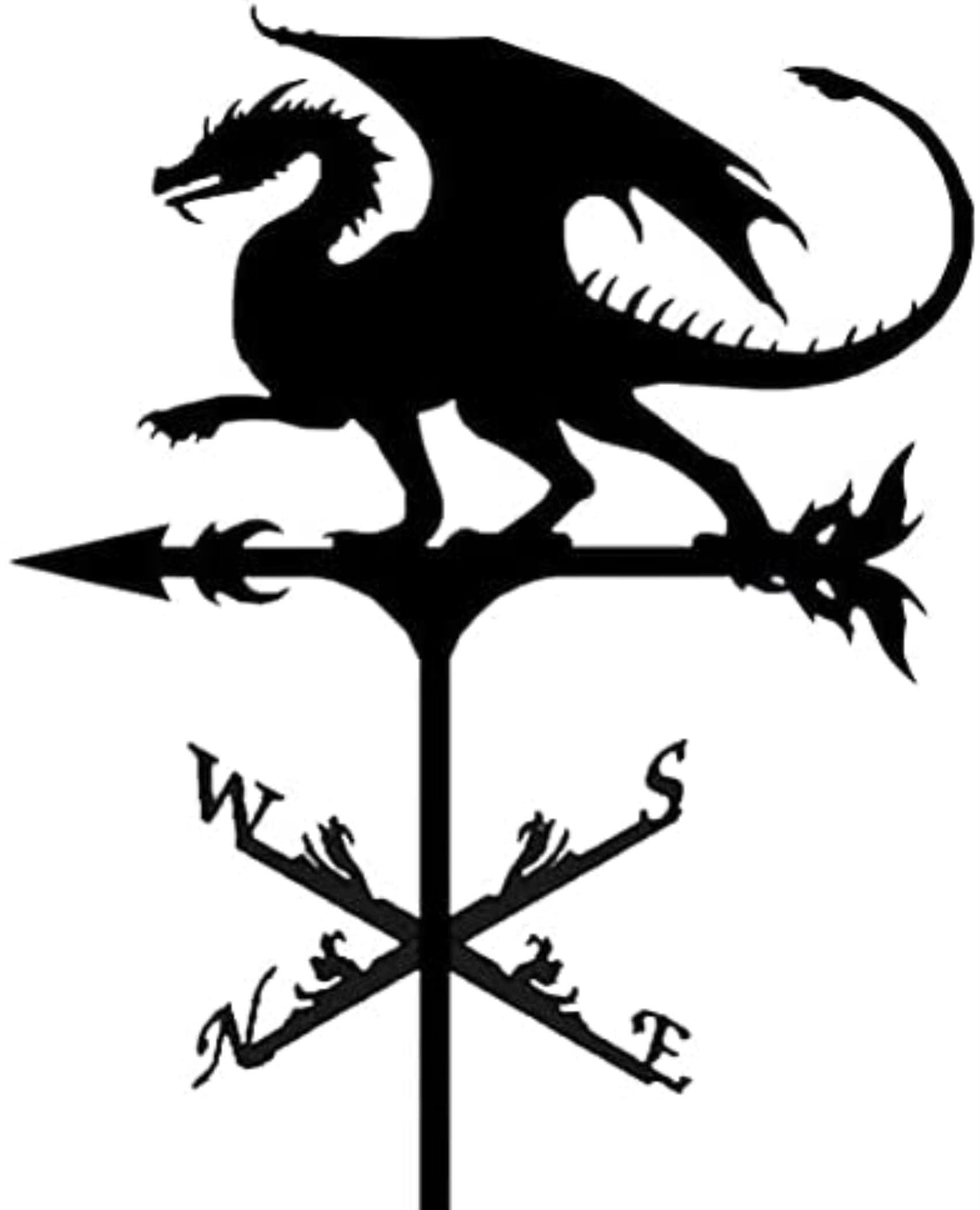 Weather Vane, Sailboat Battleship Marines Dragon Shaped Stainless Steel, Retro Farm Scene, Decorative Garden Stake Weathervane (Color : Dragon)