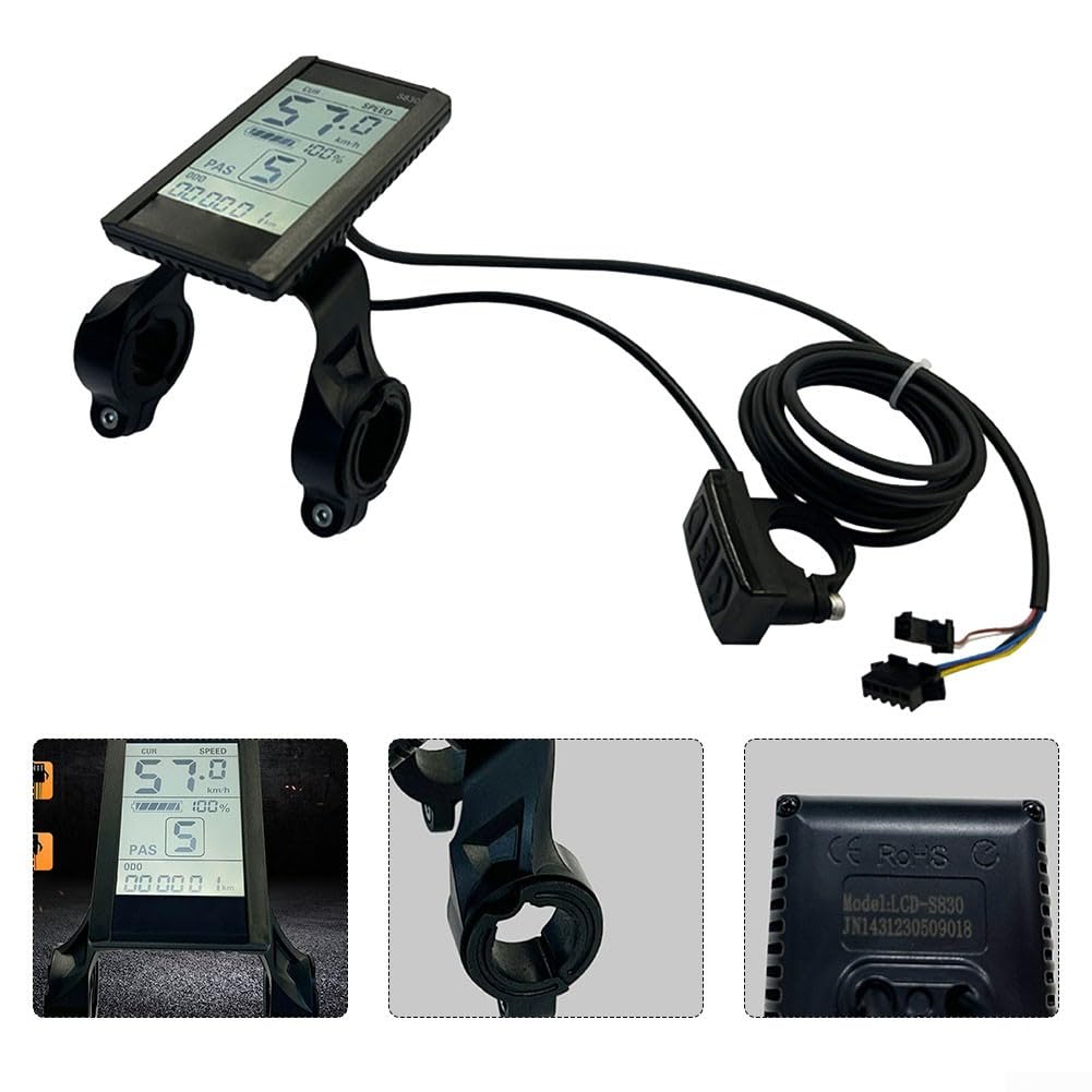 JN LCD-S830 Écran LCD pour vélo électrique, compteur de vitesse de vélo, compteur kilométrique SM E-Bike 5 broches 24 V 36 V 48 V