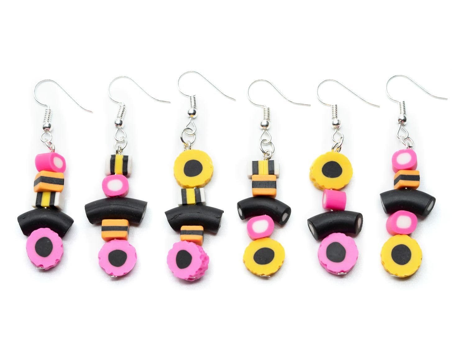 Miniblings Lakritz Ohrringe Hänger Konfekt Handarbeit Bonbon Süßigkeit Süß Essen 35mm - Handmade Modeschmuck I Ohrhänger Ohrschmuck versilbert