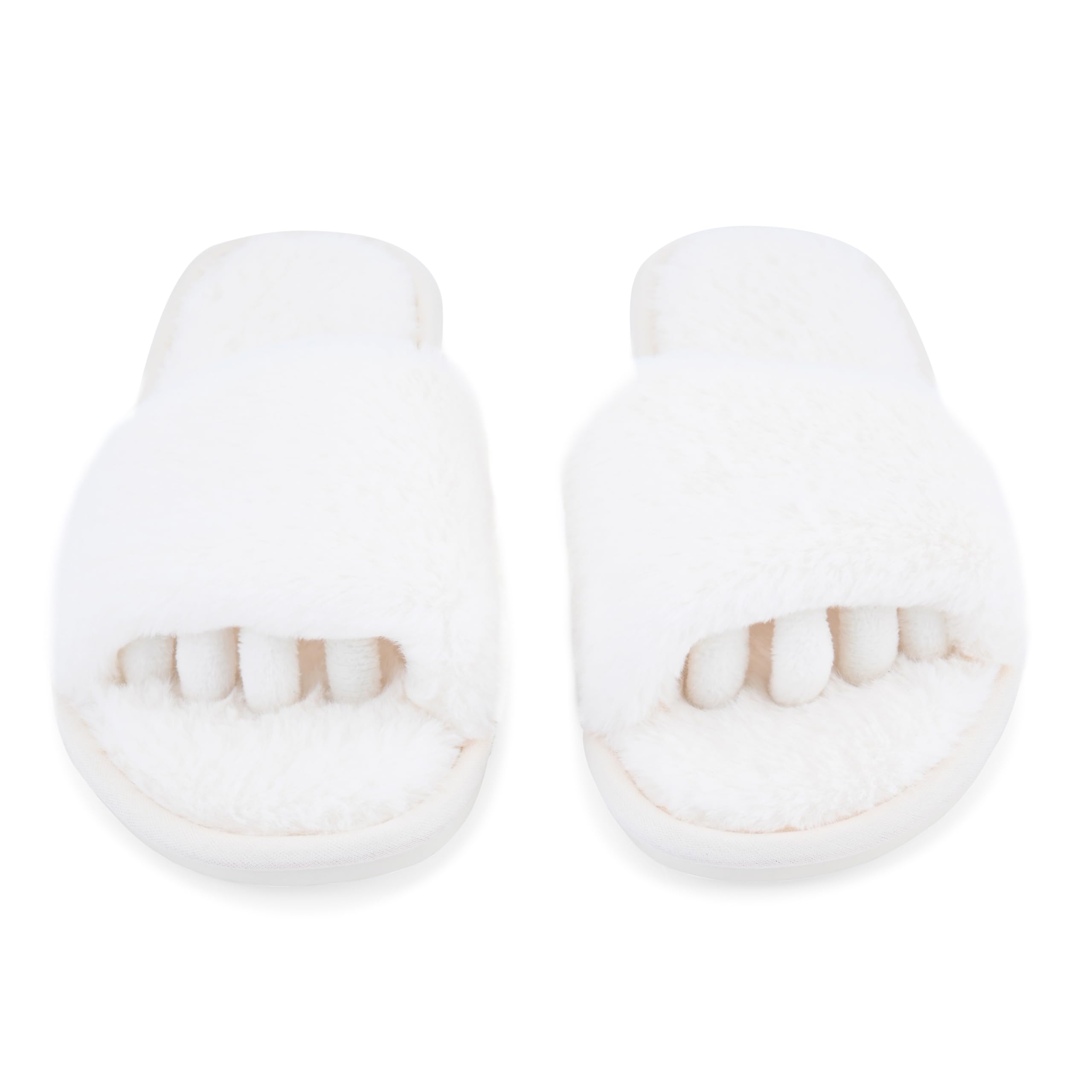 Pedi Couture Fuzzy House Slippers for Women - Soft & Comfortable Womens Slippers with Open Toe Separators - Cute All Day Wear Casual Slip on Ladies