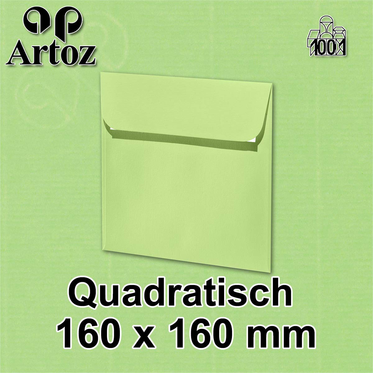 ARTOZ 100 x kwadratowe koperty brzozowo-zielone (zielone) 100 g/m² – 16 x 16 cm – koperta bez okienka – koperty z klejem