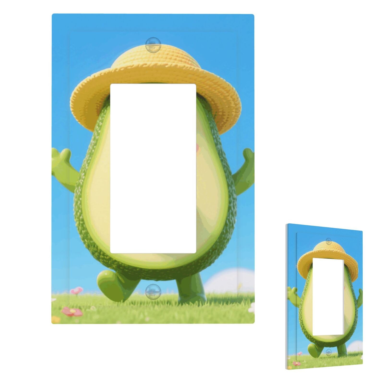 Avocado Cute Wall Plate Cover Modern Decorative 1 Gang Light Switch Cover Unbreakable Receptacle Outlet Covers For Living Room Bedroom Home Decor 1 Gang