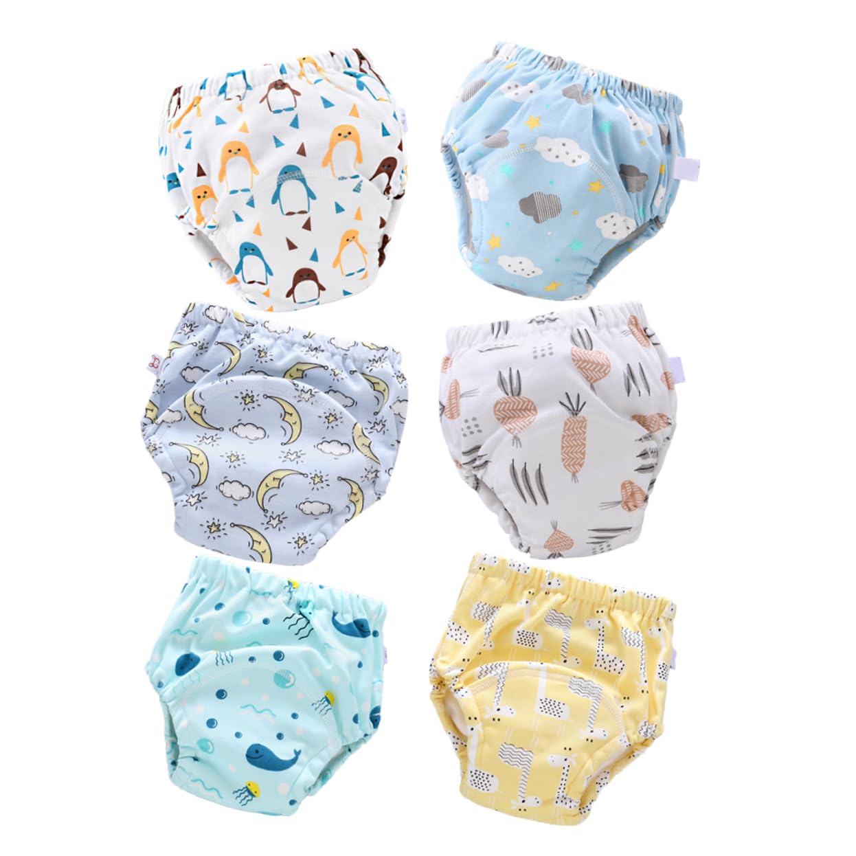 VICASKY 6 piezas reutilizables pantalones de entrenamiento de algodón transpirables y a prueba de fugas para el entrenamiento de orinal de niños pequeños adecuados para niños y niñas