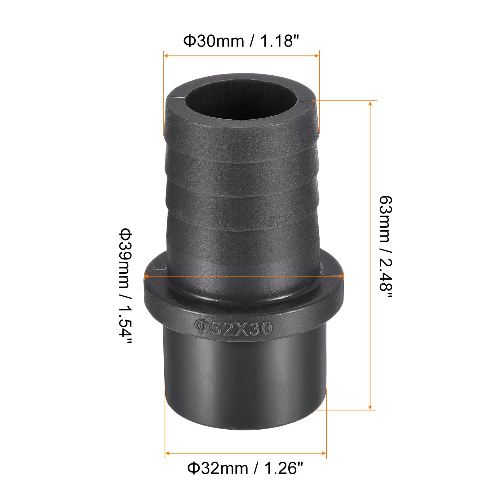 sourcing map Raccordo per tubi in PVC, 16 mm x 32 mm, connettore rapido, connettore a tubo dritto OD 3 mm, nero confezione da 3