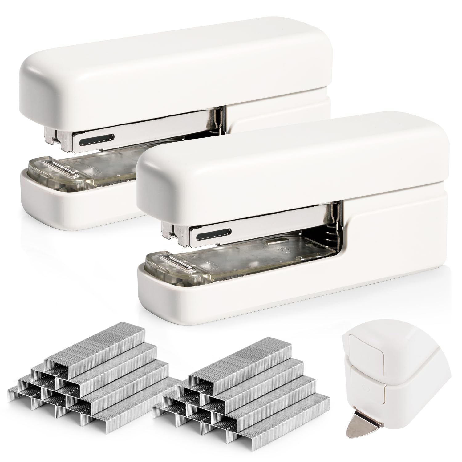 deli Stapler, Desktop Staplers with Integrated Staple Remover, 45 Sheet Capacity Office Stapler, 2 Pack, White
