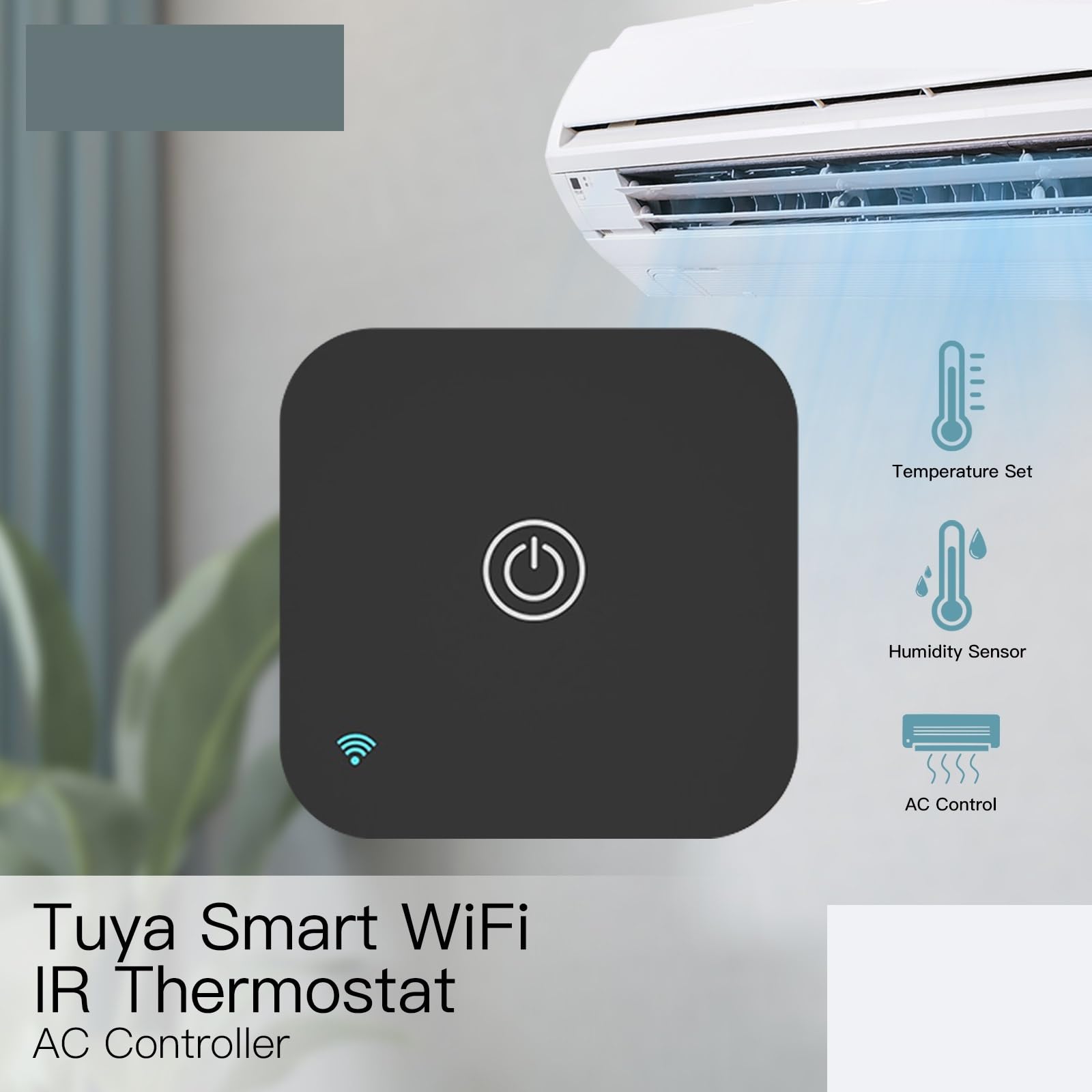 Inteligentny termostat, Termostat Sterownik prądu przemiennego, przycisk dotykowy Inteligentne życie Aplikacja Tuya Bezprzewodowy czujnik temperatury i wilgotności Głos(2PCS Remote sensor)