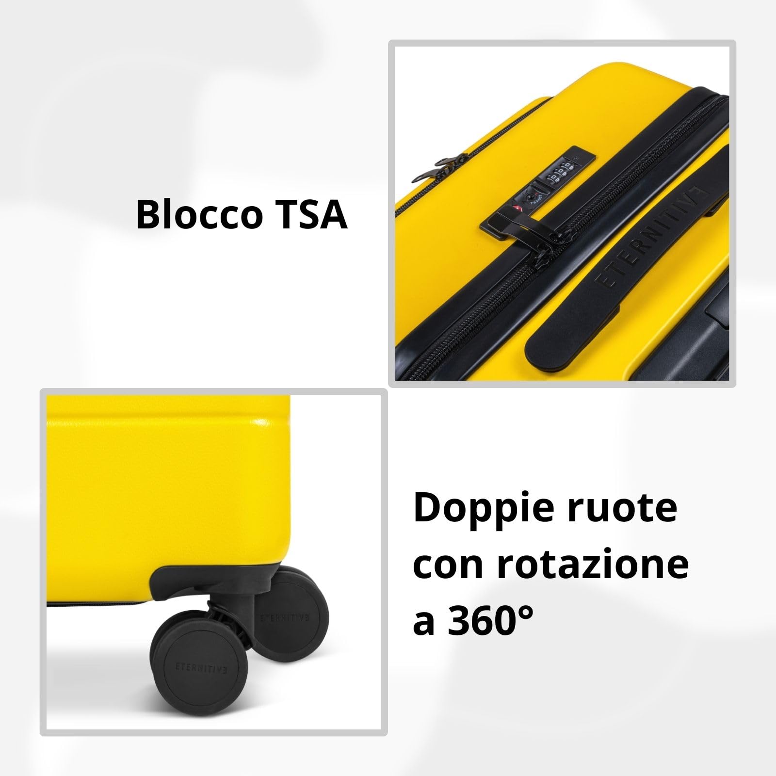 ETERNITIVE - Valigia I Valigia Bagaglio in ABS I Trolley Bagaglio a Mano con Lucchetto TSA I Valigia Bagaglio con Ruote a 360° I Valigia Bagaglio a Mano