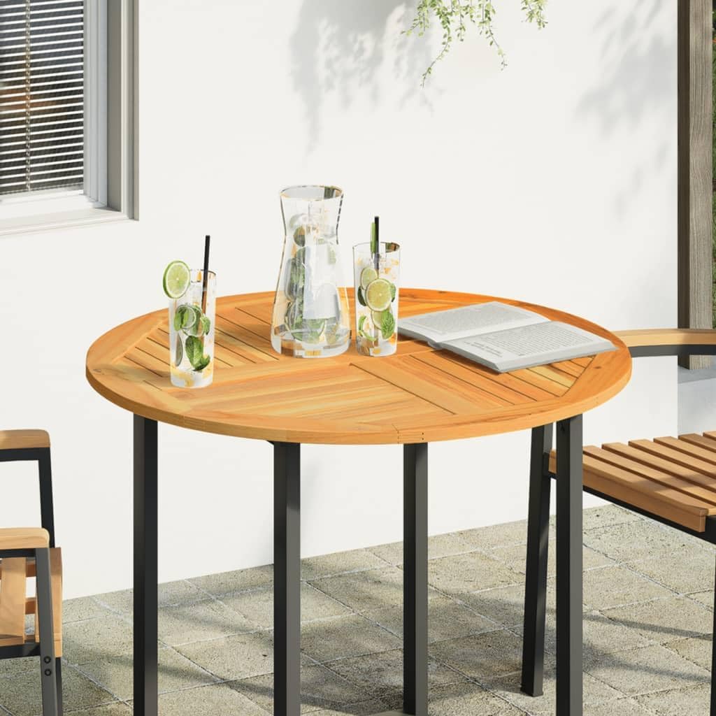 vidaXL Solid Acacia Round Dining Table for 4 | Rustic Style for Indoor & Outdoor Use 35.4In Diameter Durable Wood Easy Care Room or Kitchen Furniture