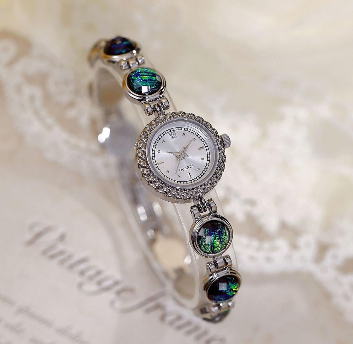 ADSBIAOYE Damenuhren Luxus Vintage Kristall Diamant Armband Uhr Damen Mode Kleid Quarz Armbanduhr Edelstahl Wasserdicht Geschenk Uhr