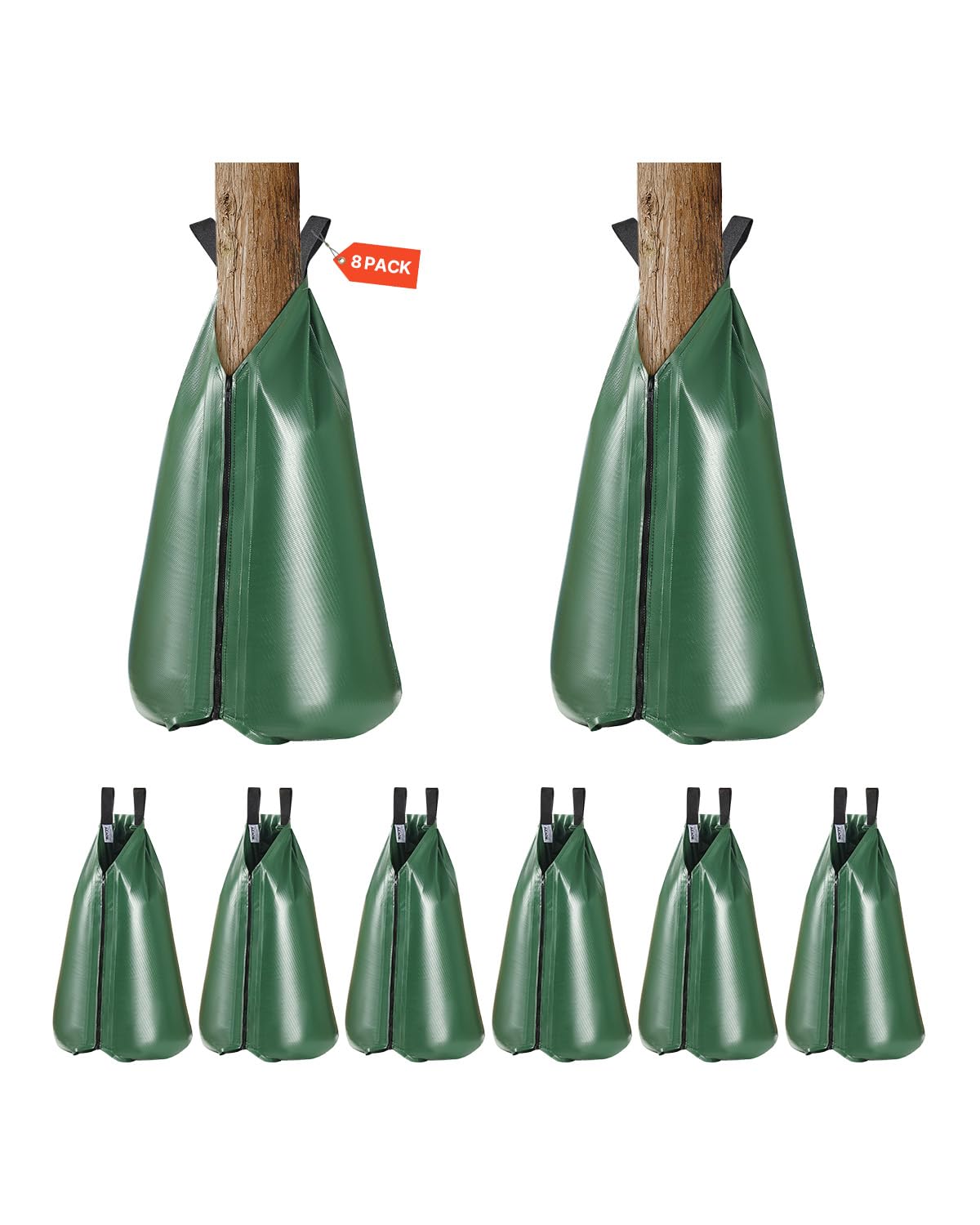 VEVOR Baumbewässerungsbeutel, 8er-Set 75 L Bewässerungsbeutel für Neue Bäume, 5–9 Stunden langsame Freisetzung, Bewässerungssack mit Reißverschluss, Baumbewässerungssystem für tiefes Wurzelmanagement