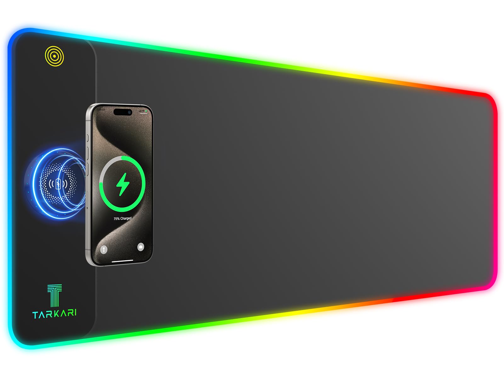 TARKARI RGB Gaming Mouse Pad Wireless Charging Desk Mat, Large LED Gaming Mat 800x300x4mm, 10 Light Modes, Waterproof, Non-Slip Rubber Base, Keyboard Pad for PC, MacBook Laptop