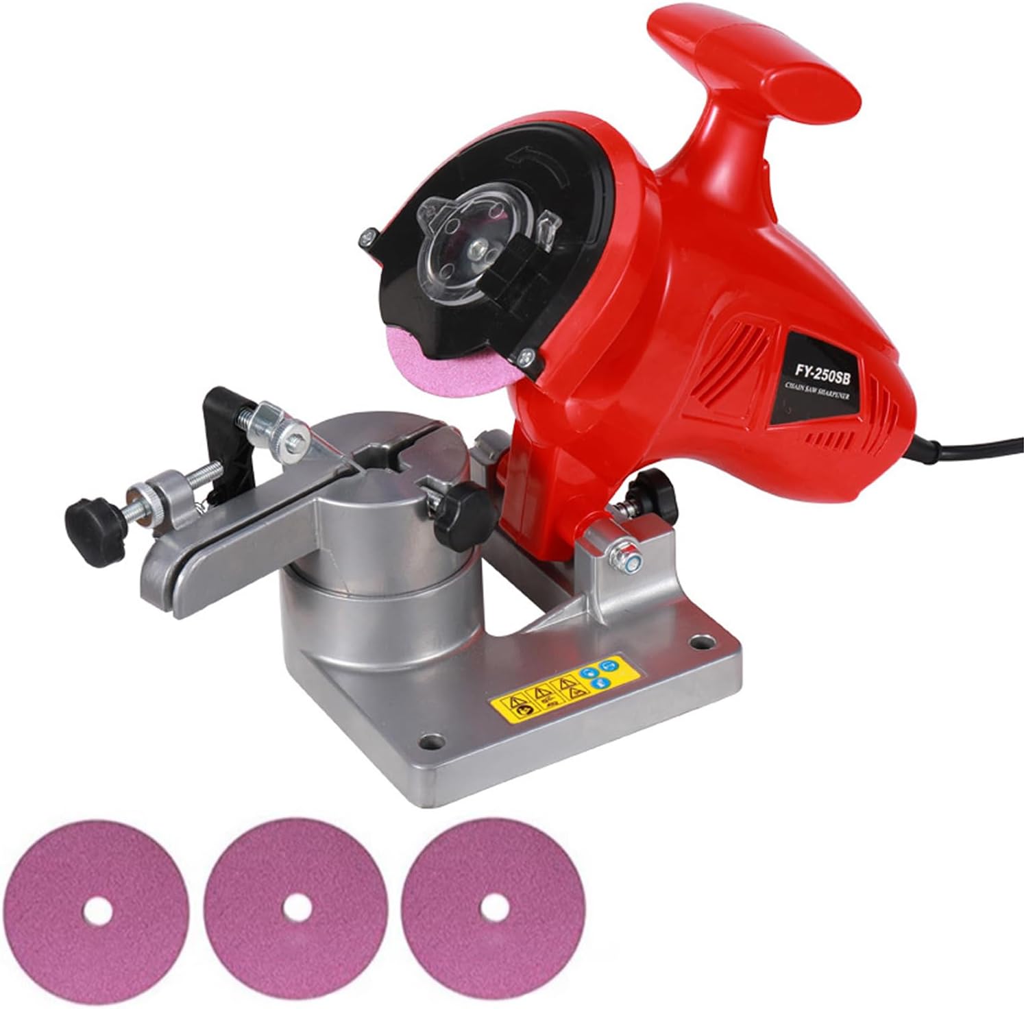250W Electric Chainsaw Sharpener, Electric Saw Chain Blade Sharpener, Portable Bench Grinder, Grinding Wheel Width 100mm Thickness 3.2mm for Saw Chain (With 3 grinding discs)