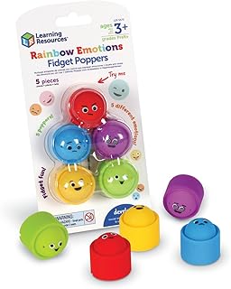 Learning Resources Rainbow Emotion Fidget Poppers, 5 Pieces, Ages 3+, Sensory Toys, Social-Emotional Learning,Sensory Toys for Toddlers,SEL Skills,fine Motor Skills