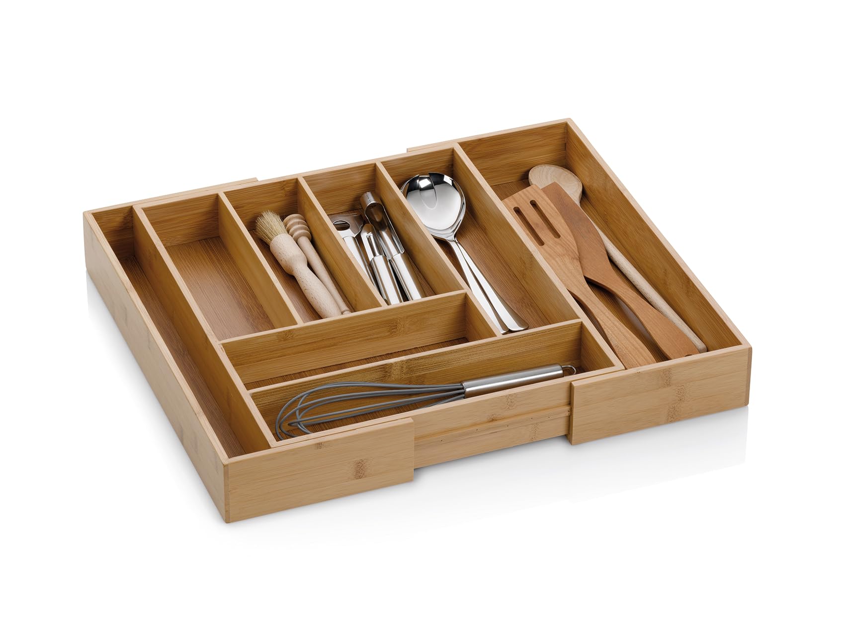 kela Bambus Besteckkasten für Schubladen 35-58 x 43 x 6,5 cm, ausziehbar, Schubladeneinsatz mit 6 oder 8 Fächern, KALMA, Schubladen Organizer Küche